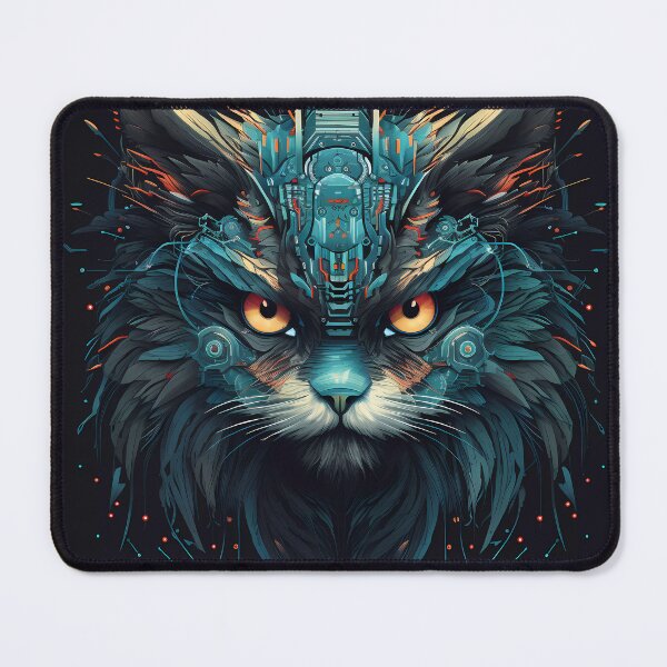 Item preview, “Zoomorphic Fusion: Cybernetic Cat & Owl” designed and sold by Art-Vortex-fr.