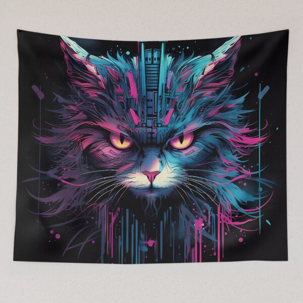 Item preview, “Zoomorphic Fusion: Cybernetic Cat & Owl” designed and sold by Art-Vortex-fr.