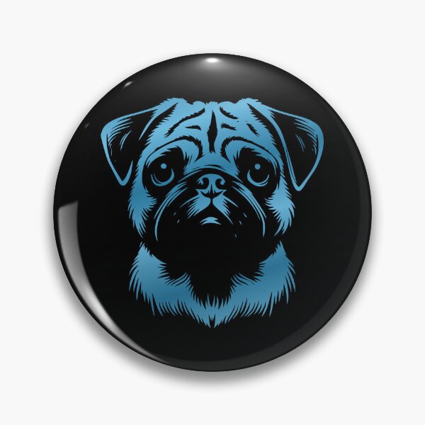 Artikelvorschau, Mops Zeichnung Kopf blau entworfen und verkauft von Highkeys.