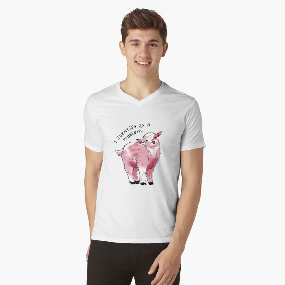 Vista previa del artículo con la obra «Camiseta de cuello en V», diseñado y vendido por heyouwitheface.