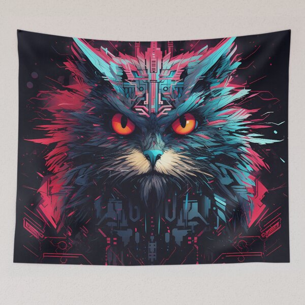 Item preview, “Zoomorphic Fusion: Cybernetic Cat & Owl” designed and sold by Art-Vortex-fr.