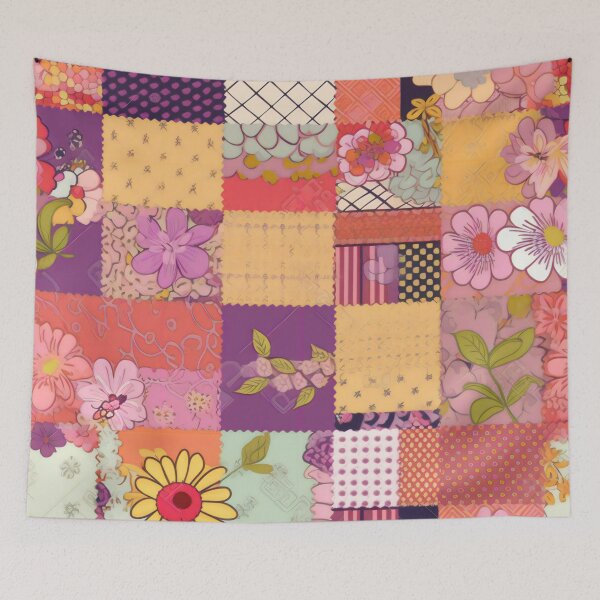 Item preview, Patchwork With Flowers designed and sold by Hashola Designs.