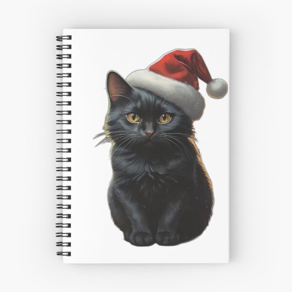 Item preview, Black Cat in a Christmas Hat designed and sold by PrintMintStudio.