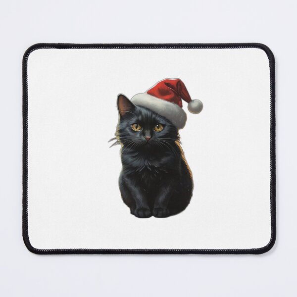 Item preview, Black Cat in a Christmas Hat designed and sold by PrintMintStudio.