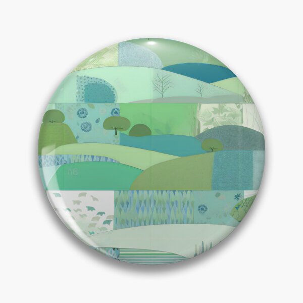 Item preview, Patchwork With Blue and Green Landscape Art designed and sold by Hashola Designs.