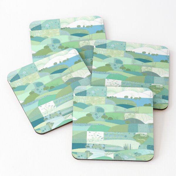 Item preview, Patchwork With Blue and Green Landscape Art designed and sold by Hashola Designs.