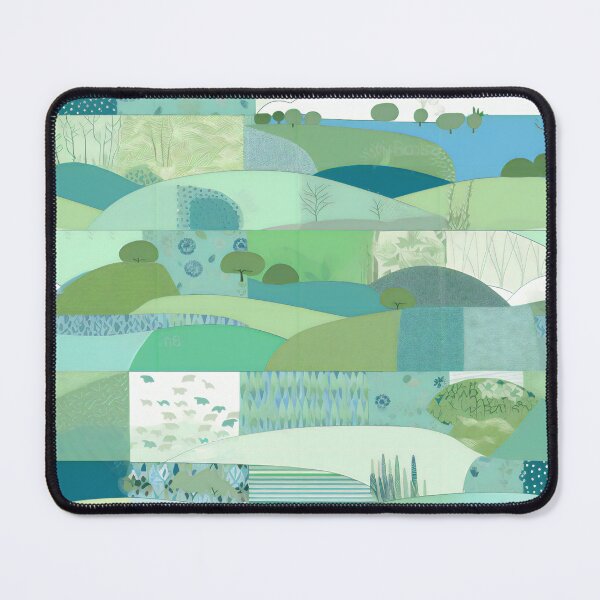 Item preview, Patchwork With Blue and Green Landscape Art designed and sold by Hashola Designs.