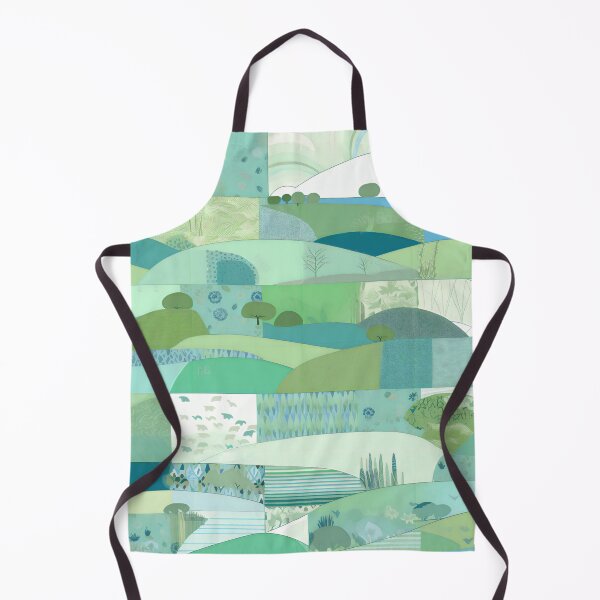 Item preview, Patchwork With Blue and Green Landscape Art designed and sold by Hashola Designs.
