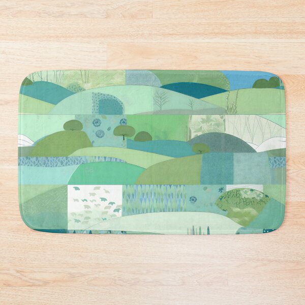 Item preview, Patchwork With Blue and Green Landscape Art designed and sold by Hashola Designs.