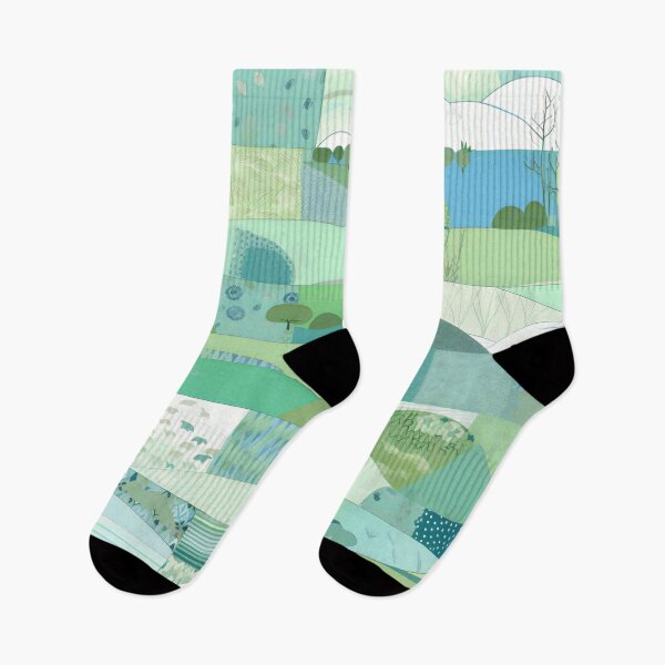 Item preview, Patchwork With Blue and Green Landscape Art designed and sold by Hashola Designs.