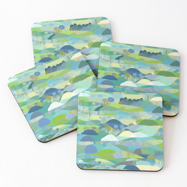Item preview, Patchwork With Blue and Green Landscape Art 2 designed and sold by Hashola Designs.