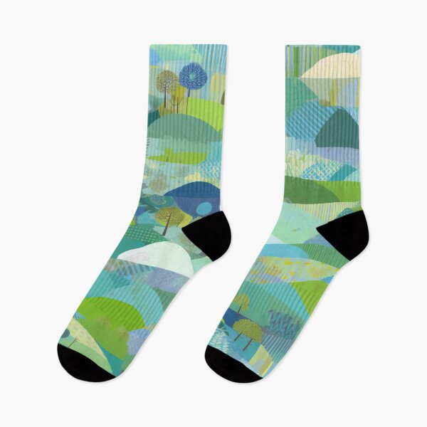 Item preview, Patchwork With Blue and Green Landscape Art 2 designed and sold by Hashola Designs.