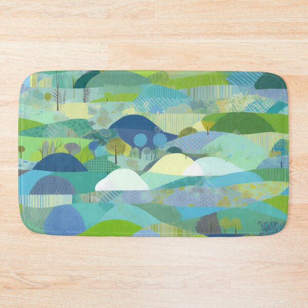 Item preview, Patchwork With Blue and Green Landscape Art 2 designed and sold by Hashola Designs.