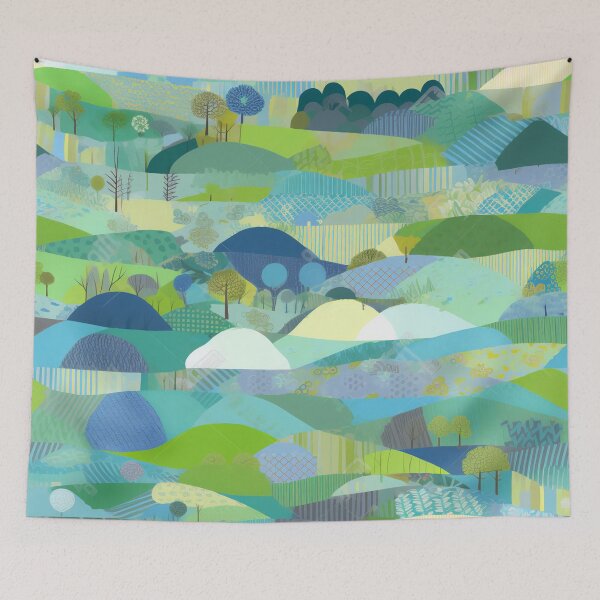 Item preview, Patchwork With Blue and Green Landscape Art 2 designed and sold by Hashola Designs.
