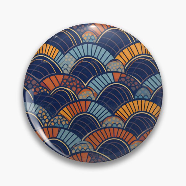 Item preview, Good Luck Seigaiha Blue and Orange designed and sold by Hashola Designs.