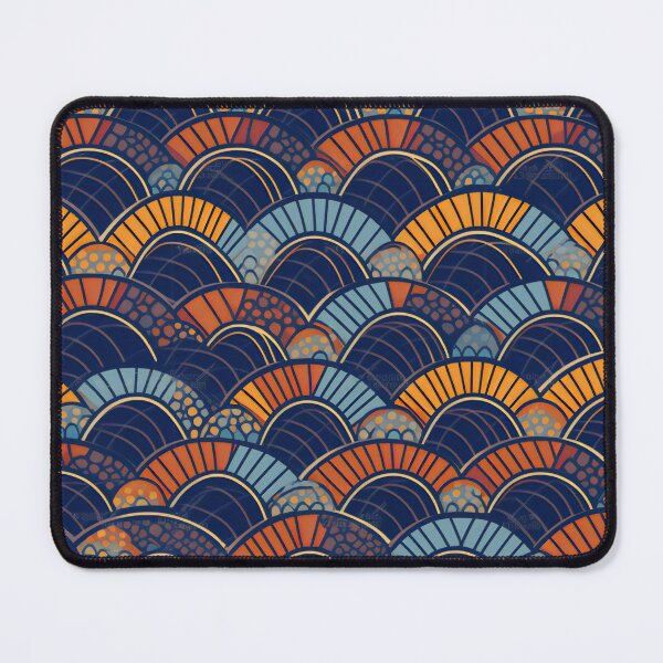 Item preview, Good Luck Seigaiha Blue and Orange designed and sold by Hashola Designs.