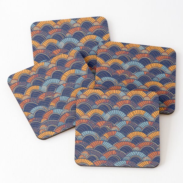 Item preview, Good Luck Seigaiha Blue and Orange designed and sold by Hashola Designs.