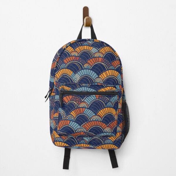 Item preview, Good Luck Seigaiha Blue and Orange designed and sold by Hashola Designs.