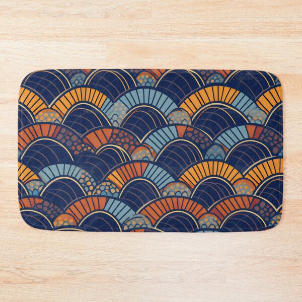 Item preview, Good Luck Seigaiha Blue and Orange designed and sold by Hashola Designs.