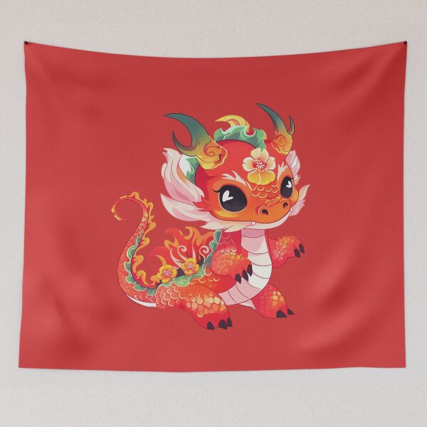 Item preview, Adorable Dragon Year Of The Dragon 2024 Lotus Flowers designed and sold by ArtMeetsPizza.