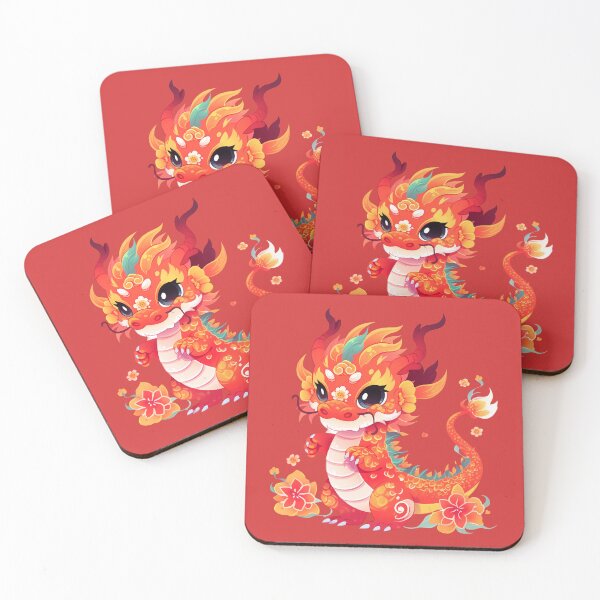 Item preview, Kawaii Dragon Year Of The Dragon 2024 Lotus Flowers designed and sold by ArtMeetsPizza.