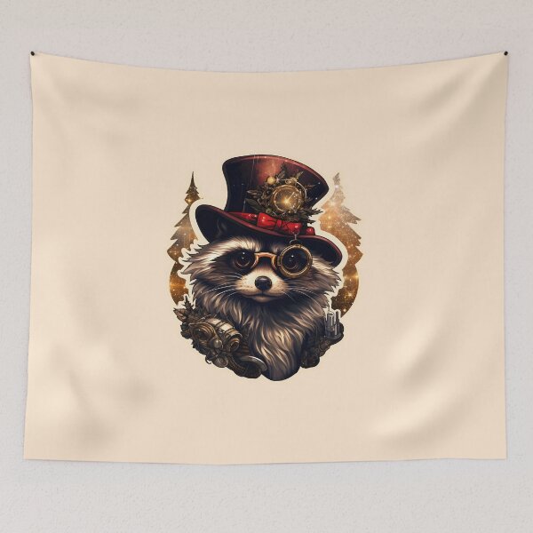 Item preview, Steampunk Christmas Raccoon designed and sold by Anbe_design.