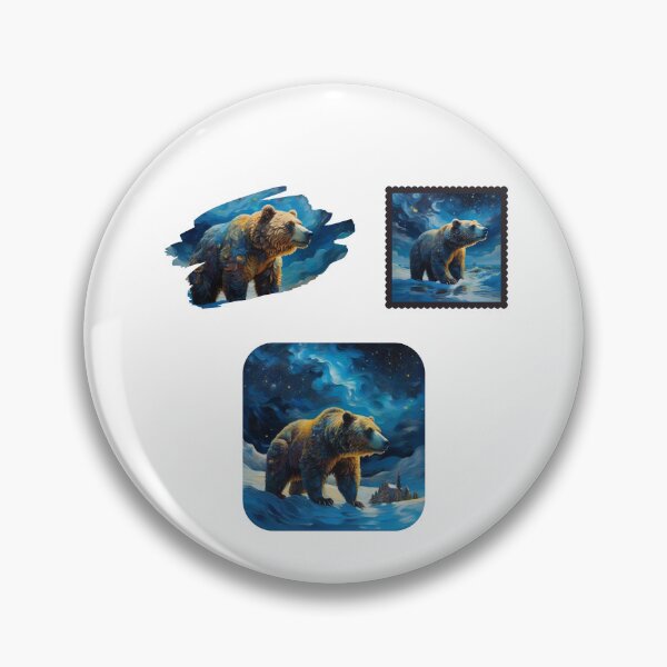 Artikelvorschau, Mystischer Braunbär, der durch eine künstlerische Fantasiewelt spaziert, Aufkleberpaket entworfen und verkauft von YourNameMatters.