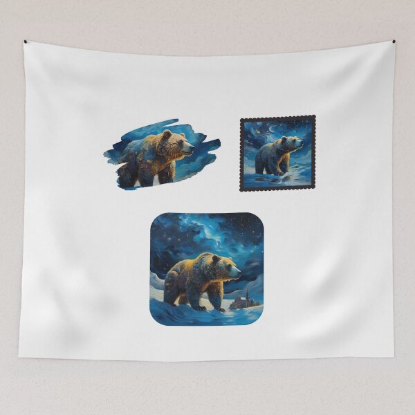Item preview, Mystical Brown bear walking in an artic fantasy world Sticker Pack designed and sold by YourNameMatters.