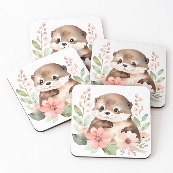 Item preview, An adorable otter with flowers designed and sold by Angelandspot.