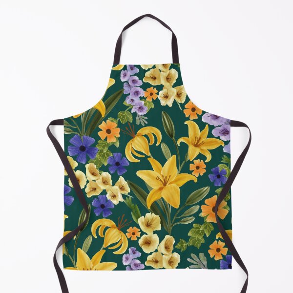 Item preview, Floral with Yellow Lily, Gladiolus, Ivy adnd Thunbergia Flowers, Deep Green Background designed and sold by Carlo-Atzei.