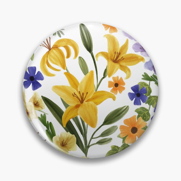 Item preview, Floral with Yellow Lily, Gladiolus, Ivy adnd Thunbergia Flowers, White  Background designed and sold by Carlo-Atzei.