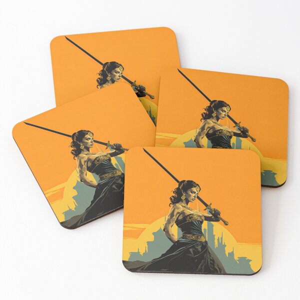 Item preview, Dawnblade Warrior - Heroine with Sword at Sunrise designed and sold by artwaves.