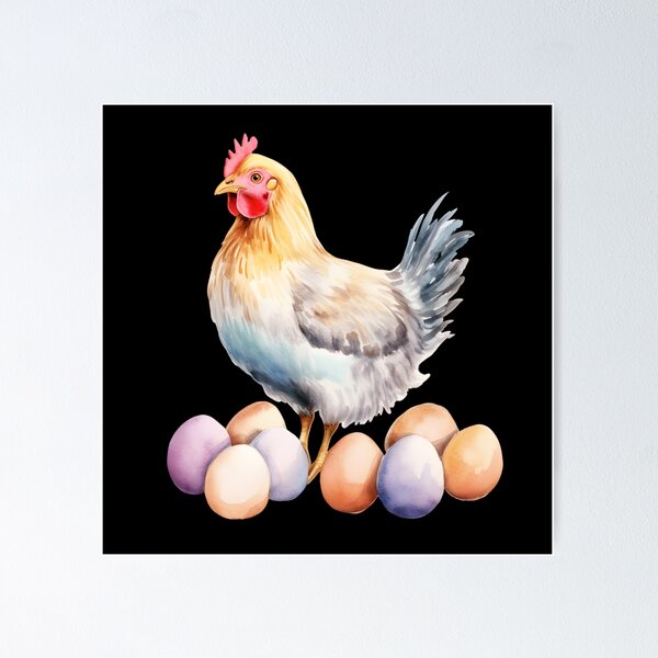 Rainbow Egg Layers Art Print, Chicken Art Print, Hen Art Print