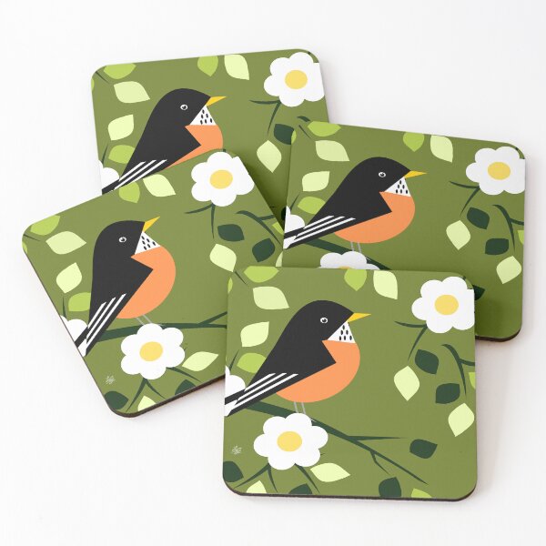 Item preview, American Robin With Flowers designed and sold by studioart.