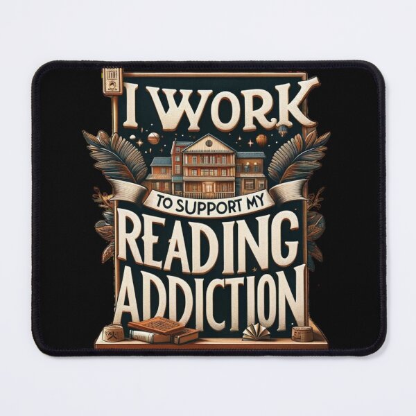 Item preview, Retro I work to support my reading addiction, designed and sold by ArtFeverShop.