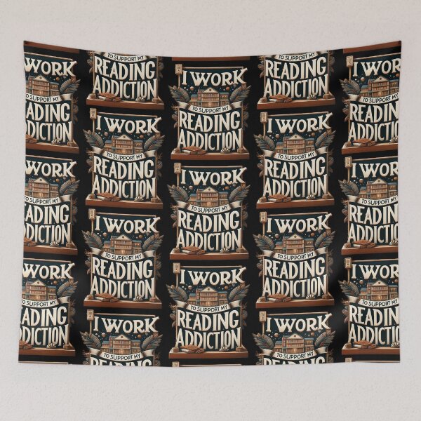 Item preview, Retro I work to support my reading addiction, designed and sold by ArtFeverShop.