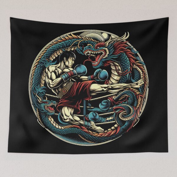 Item preview, Kickboxing Muay Thai Dragon Fighter Circle designed and sold by RedDesignSyc.