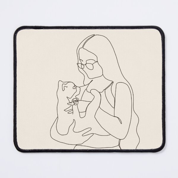 Artikelvorschau, Mädchen mit Katze und Brille one line art entworfen und verkauft von loulou-artifex.