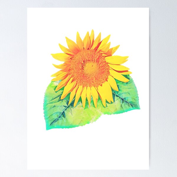 Item preview, A single sunflower with two leaves showing designed and sold by Randall Bennett.