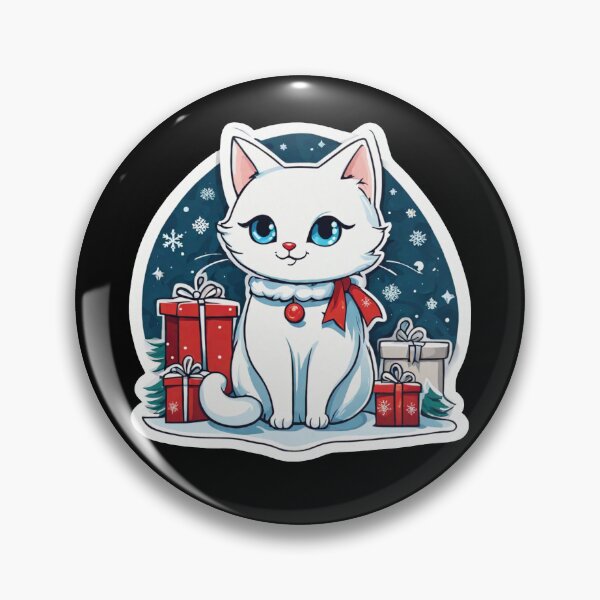 Item preview, Cute white Christmas cat with blue eyes. Cat Christmas gift.3 designed and sold by By-Jeff.