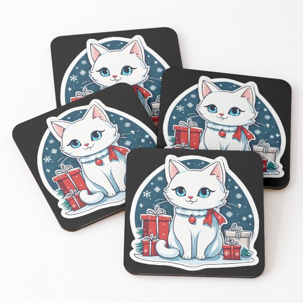 Item preview, Cute white Christmas cat with blue eyes. Cat Christmas gift.3 designed and sold by By-Jeff.