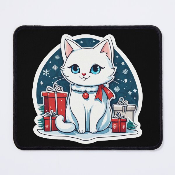 Item preview, Cute white Christmas cat with blue eyes. Cat Christmas gift.3 designed and sold by By-Jeff.