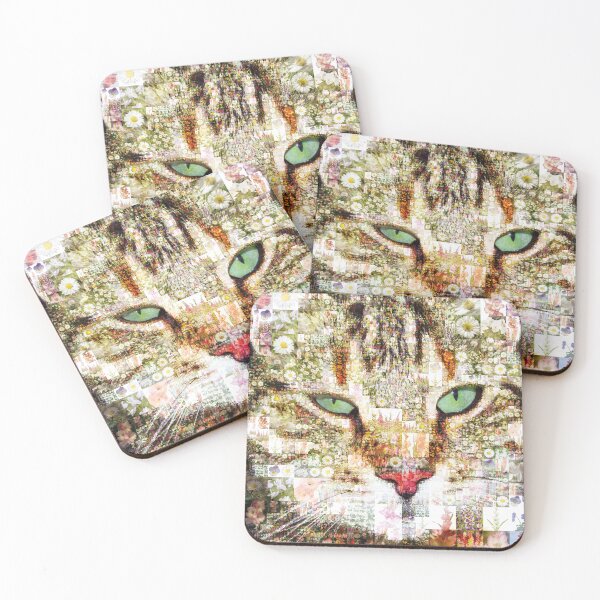 Item preview, Cat mosaic floral portrait  Christmas Gift Present designed and sold by simplysign.