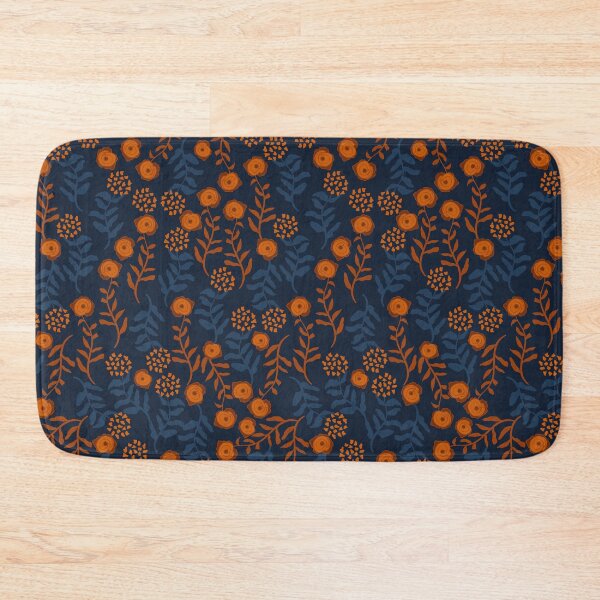Item preview, Floral Pattern in dark navy and warm brown color palette designed and sold by BrankaPD.