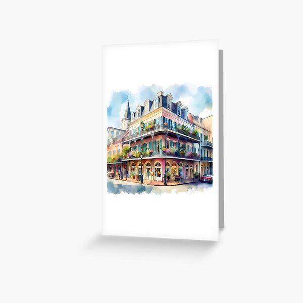 Item preview, Clorful New Orleans street watercolor designed and sold by Maylandonline.