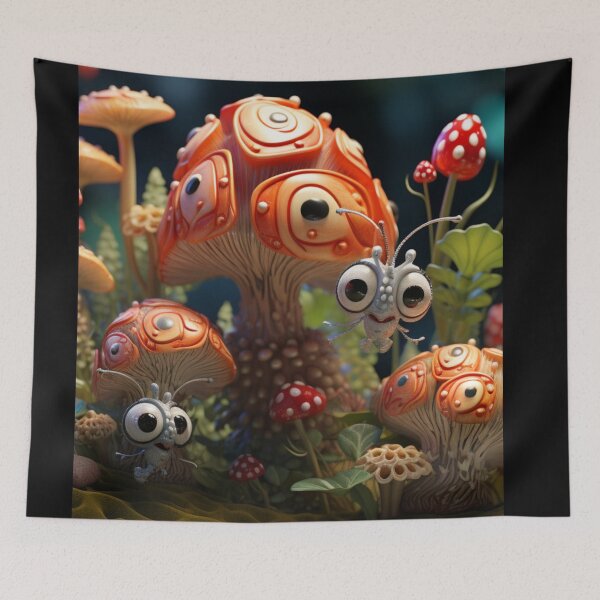 Item preview, Stunning Realistic Artwork Imaginative Art Funny Bug Eyes Mushroom Garden B293 designed and sold by MPCFICTION.
