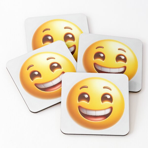 Item preview, yellow face with smiling eyes and a broad, open smile, showing upper teeth and tongue designed and sold by artumbre.