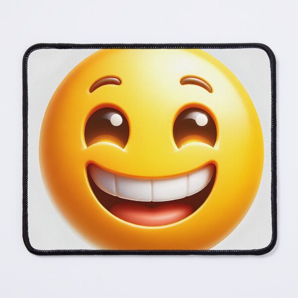 Item preview, yellow face with smiling eyes and a broad, open smile, showing upper teeth and tongue designed and sold by artumbre.