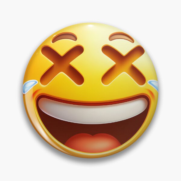 Item preview, A yellow face with a broad, open smile and scrunched, X-shaped eyes designed and sold by artumbre.