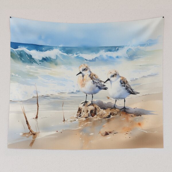 Item preview, Sanderling Birds Watercolor Art Print designed and sold by nitty73.